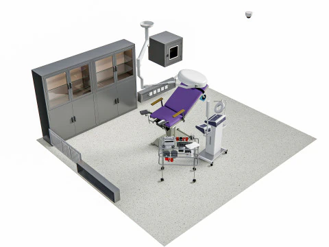Hospital IVF Egg Retrieval room equipment 3D Model