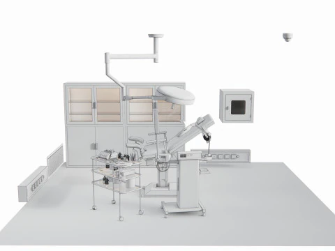 Hospital IVF Egg Retrieval room equipment 3D Model