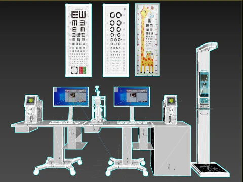 병원 눈 테스트 Snellen 차트 장비 3D 모델