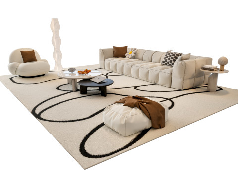 Sofa Coffee table sofa combination 01 3D Model