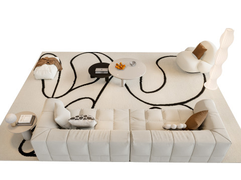 Sofa Coffee table sofa combination 01 3D Model