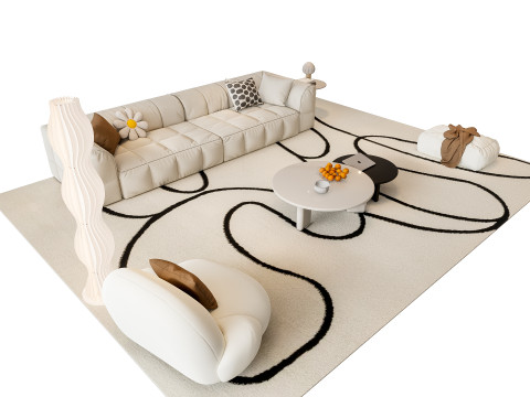 Sofa Coffee table sofa combination 01 3D Model