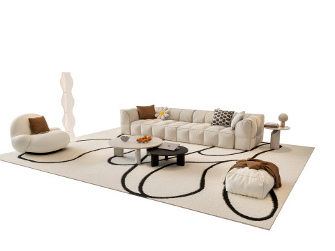 Sofa Coffee table sofa combination 01 3D Model