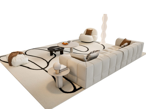 Sofa Coffee table sofa combination 01 3D Model