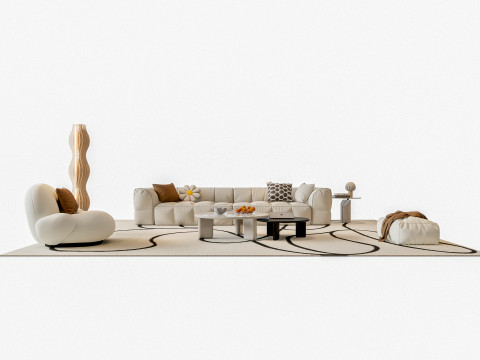 Sofa Coffee table sofa combination 01 3D Model