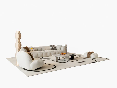 Divano Combinazione divano tavolino 01 Modello 3D