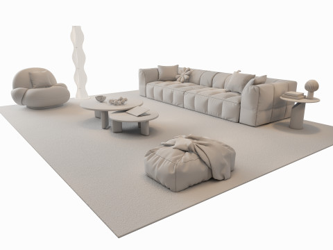 Sofa Coffee table sofa combination 01 3D Model
