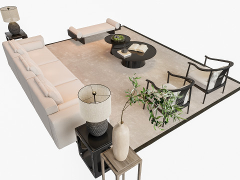 Sofa Coffee table sofa combination 1 3D मॉडल