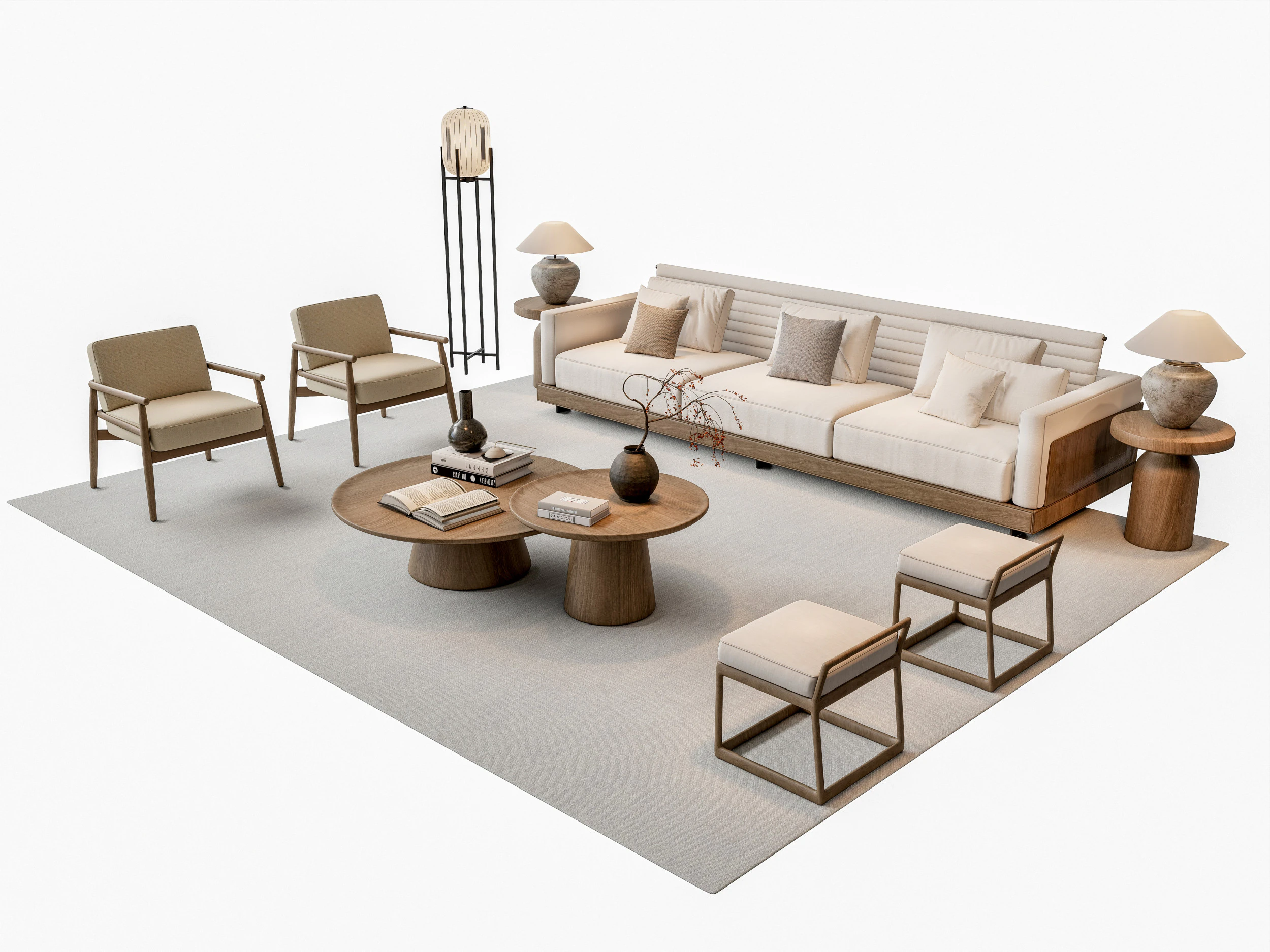 ソファ コーヒーテーブル ソファコンビネーション 2 3Dモデル .c4d .max .obj .3ds .fbx .stl .blend 