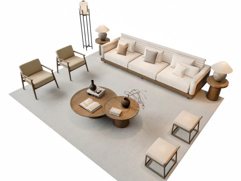 ソファ コーヒーテーブル ソファコンビネーション 2 3Dモデル