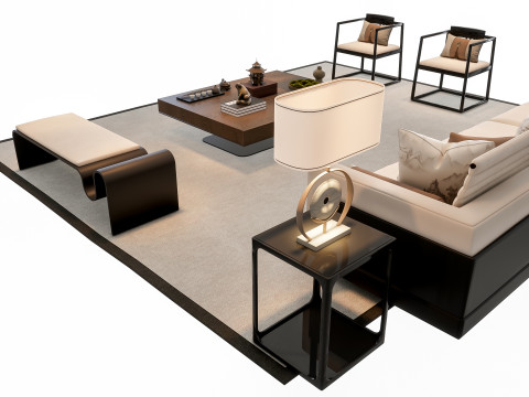 Sofa Coffee table sofa combination 3 3D Model
