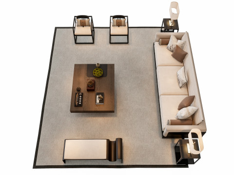 Sofa Coffee table sofa combination 3 3D Model