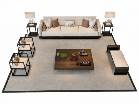 Sofa Coffee table sofa combination 3 3D Model