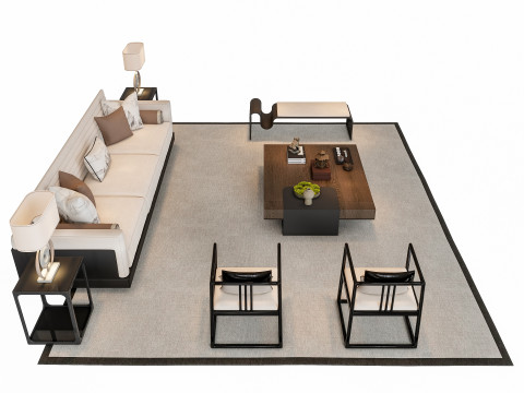 Sofa Coffee table sofa combination 3 3D Model