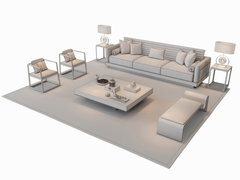 Sofa Coffee table sofa combination 3 3D Model
