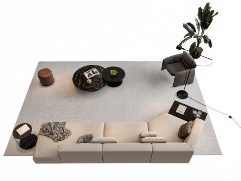 Sofa Coffee table sofa combination 4 3D मॉडल