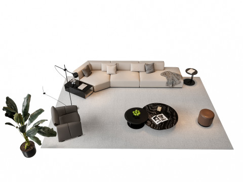 Sofa Coffee table sofa combination 4 3D मॉडल