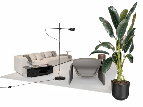 Sofa Coffee table sofa combination 4 3D मॉडल