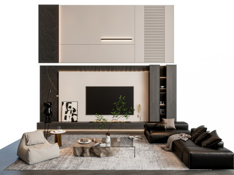 Sofa Coffee table sofa back panel TV wall Living room set 0 Modèle 3D