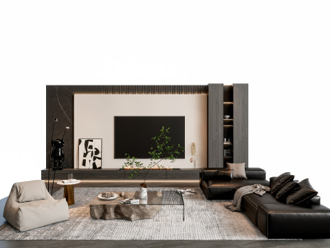 Sofa Coffee table sofa back panel TV wall Living room set 0 Modèle 3D