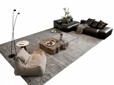Sofa Coffee table sofa back panel TV wall Living room set 0 Modèle 3D