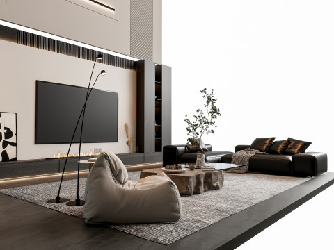 Sofa Coffee table sofa back panel TV wall Living room set 0 Modèle 3D