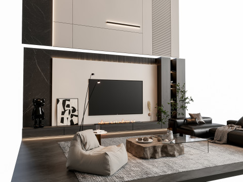 Sofa Coffee table sofa back panel TV wall Living room set 0 Modèle 3D