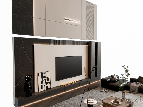 Sofa Coffee table sofa back panel TV wall Living room set 0 Modèle 3D