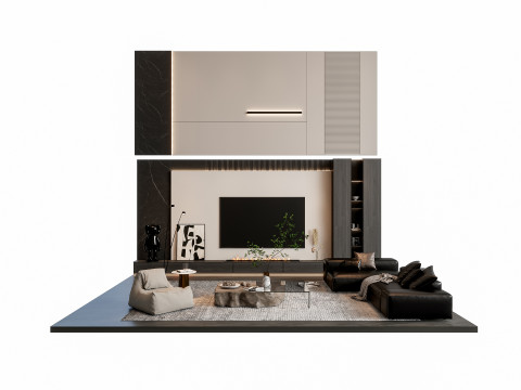 Sofa Coffee table sofa back panel TV wall Living room set 0 Modèle 3D