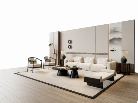Sofa Coffee table sofa back panel TV wall Living room set 1 3D Модель