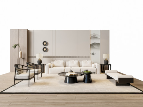 Sofa Coffee table sofa back panel TV wall Living room set 1 3D Модель