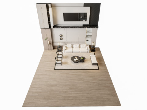 Sofa Coffee table sofa back panel TV wall Living room set 1 3D Модель