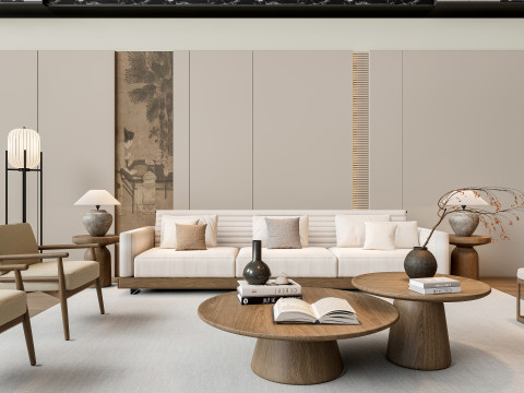Sofa Coffee table sofa back panel TV wall Living room set 2 3D मॉडल