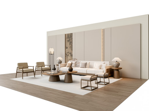 Sofa Coffee table sofa back panel TV wall Living room set 2 3D मॉडल