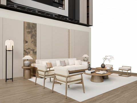 Sofa Coffee table sofa back panel TV wall Living room set 2 3D मॉडल