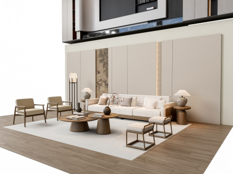 Sofa Coffee table sofa back panel TV wall Living room set 2 3D मॉडल