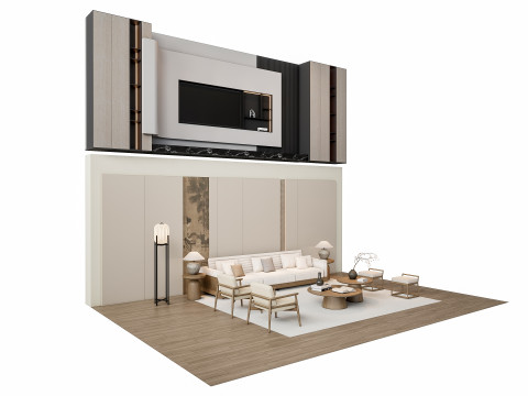Sofa Coffee table sofa back panel TV wall Living room set 2 3D मॉडल
