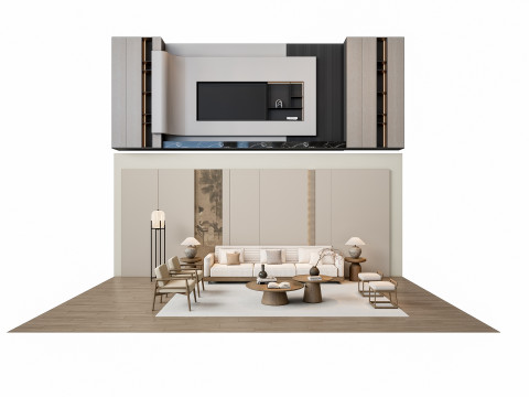 Sofa Coffee table sofa back panel TV wall Living room set 2 3D मॉडल