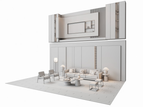 Sofa Coffee table sofa back panel TV wall Living room set 2 3D मॉडल
