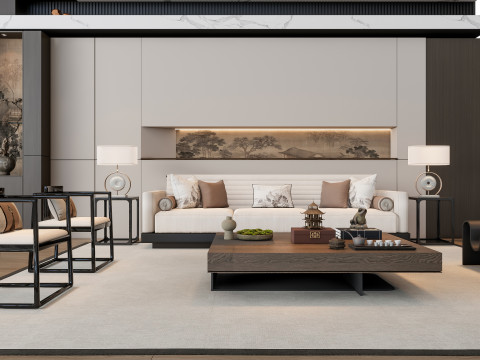 Sofa Coffee table sofa back panel TV wall Living room set 3 3D मॉडल