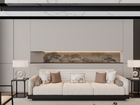 Sofa Coffee table sofa back panel TV wall Living room set 3 3D मॉडल