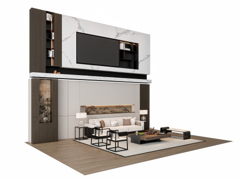 Sofa Coffee table sofa back panel TV wall Living room set 3 3D मॉडल