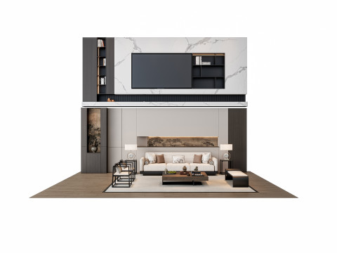 Sofa Coffee table sofa back panel TV wall Living room set 3 3D मॉडल