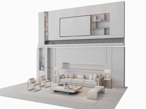 Sofa Coffee table sofa back panel TV wall Living room set 3 3D मॉडल