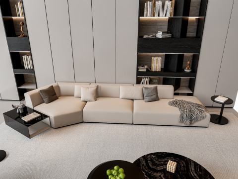 Sofa Coffee table sofa back panel TV wall Living room set 4 3D Модель