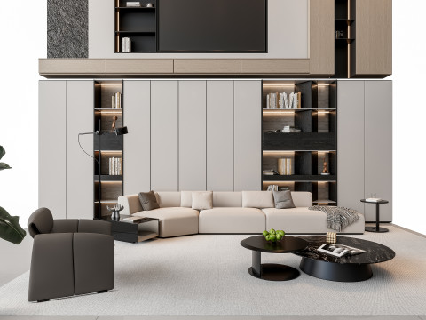 Sofa Coffee table sofa back panel TV wall Living room set 4 3D Модель