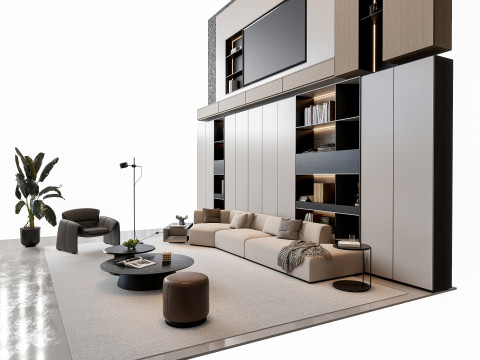 Sofa Coffee table sofa back panel TV wall Living room set 4 3D Модель