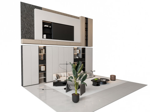 Sofa Coffee table sofa back panel TV wall Living room set 4 3D Модель