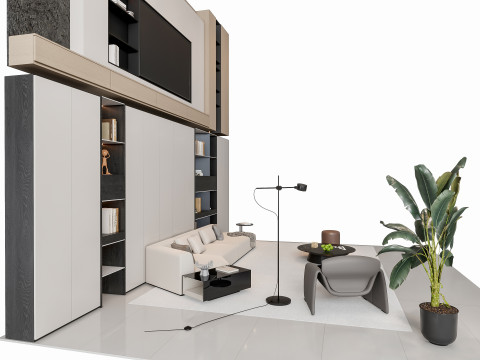 Sofa Coffee table sofa back panel TV wall Living room set 4 3D Модель