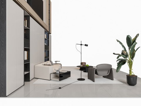 Sofa Coffee table sofa back panel TV wall Living room set 4 3D Модель